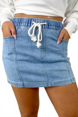 NEW MICA DENIM women's fallon denim mini skirt in light wash
